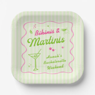 Pink & Green Bikinis and Martins Bach Party Paper Plate