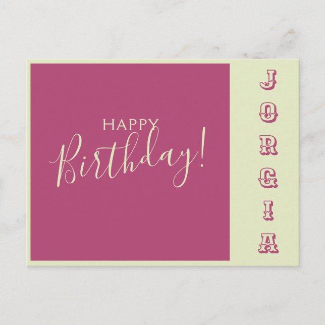Pink & Green Birthday Card  (Front)