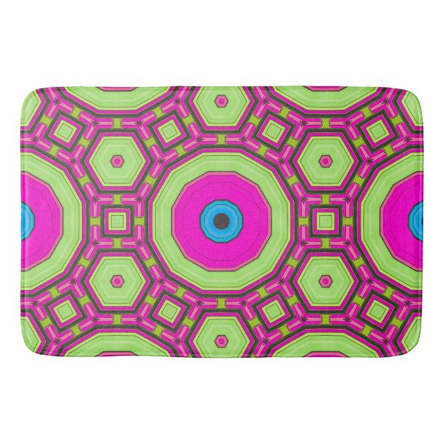 Pink Green Blue Abstract Bath Mat (Front)