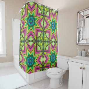 Pink Green Blue Abstract Shower Curtain