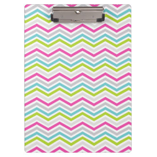Pink, Green, Blue and White Chevron Stripes Clipboard