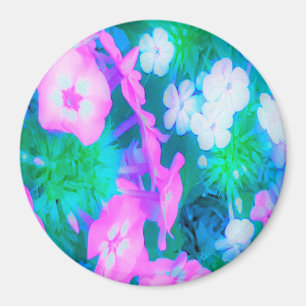 Pink, Green, Blue and White Garden Phlox Flowers Magnet