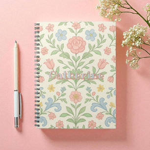 Pink Green Blue Floral Grandmillennial Notebook