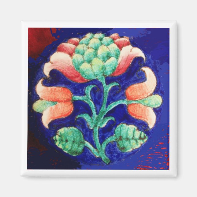 PINK GREEN BLUE FLORAL MAGNET (Front)