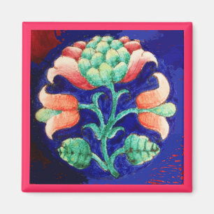 PINK GREEN BLUE FLORAL MAGNET