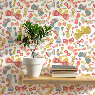 Pink Green Blue Pastel Butterfly Art Wallpaper