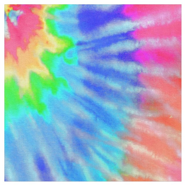Pink, Green & Blue Psychedelic Tie Dye Groovy Fabric (Close Up)