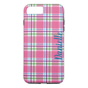 Pink, Green, Blue, Purple Plaid Pattern Name iPhone 8 Plus/7 Plus Case