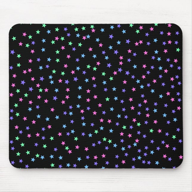 Pink Green Blue Purple Stars Pattern Mouse Mat (Front)