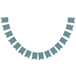 Pink Green Blue Teal Stars Modern design Bunting