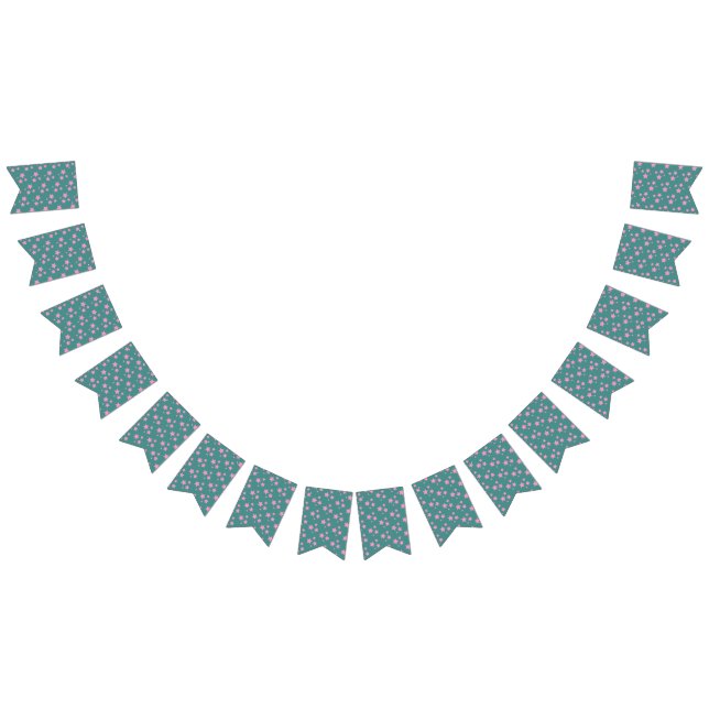 Pink Green Blue Teal Stars Modern design Bunting (All)