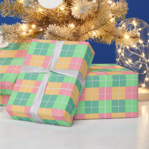 Pink, Green, Blue & Yellow Squares Wrapping Paper