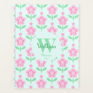 Pink Green Boho Floral Flower Art Decor Design  Planner