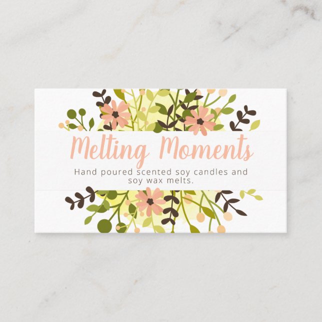 Pink Green Bouquet Scented Candle And Soy Wax Melt Business Card (Front)
