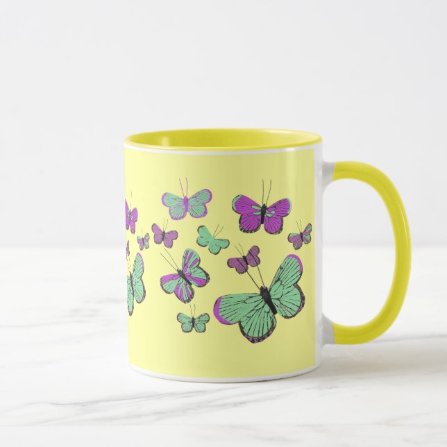Pink & Green butterflies Mug (Right)