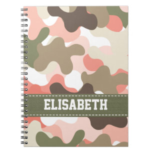 Pink Green Camouflage Camo Spiral Notebook Journal
