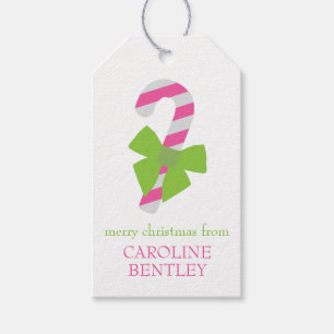 Pink & Green Candy Cane Christmas Gift Tags