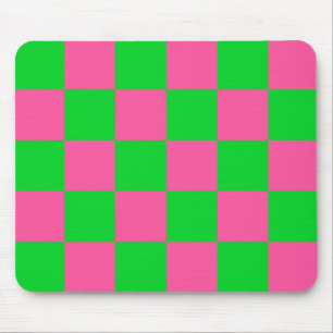 Pink Green Chequered Check Pattern Mouse Mat