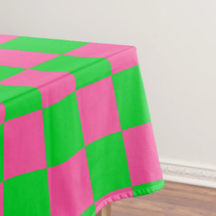 Pink Green Chequered Check Pattern Tablecloth