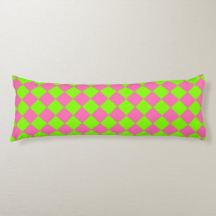 Pink Green Chequered Diamond Pattern Body Cushion