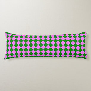 Pink Green Chequered Diamond Pattern Body Cushion