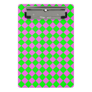 Pink Green Chequered Diamond Pattern  Mini Clipboard