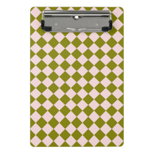 Pink Green Chequered Diamond Pattern  Mini Clipboard