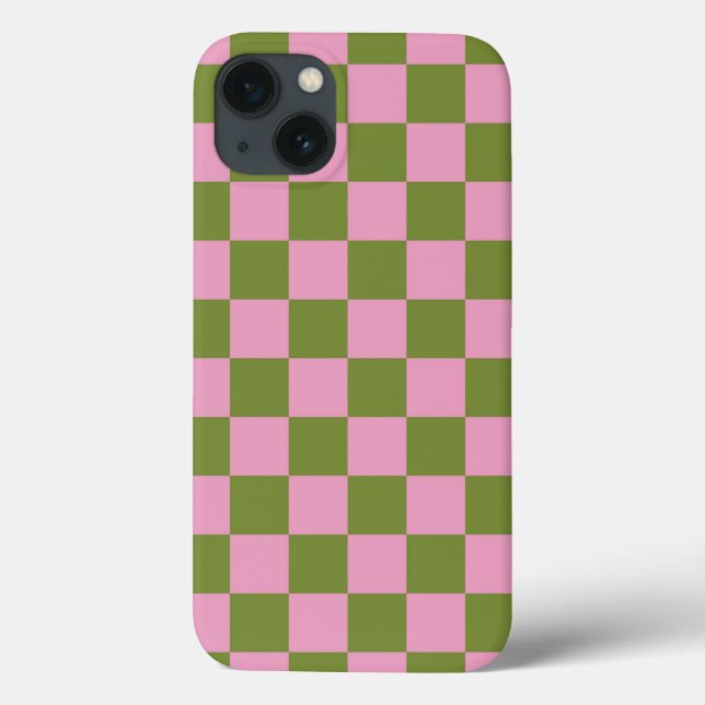 Pink Green Chequered Gingham Pattern Case-Mate iPhone Case (Back)