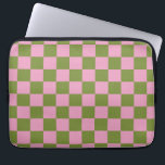 Pink Green Chequered Gingham Pattern Laptop Sleeve<br><div class="desc">Pink Green Chequered Gingham Pattern</div>