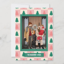 Pink Green Chequered Tree Photo Christmas