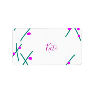 Pink green cherry tree name boho retro rustic bold label