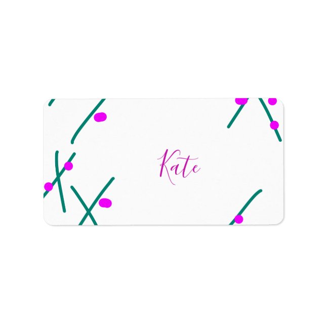 Pink green cherry tree name boho retro rustic bold label (Front)