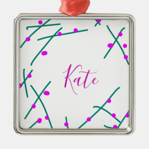 Pink green cherry tree name boho retro rustic bold metal tree decoration