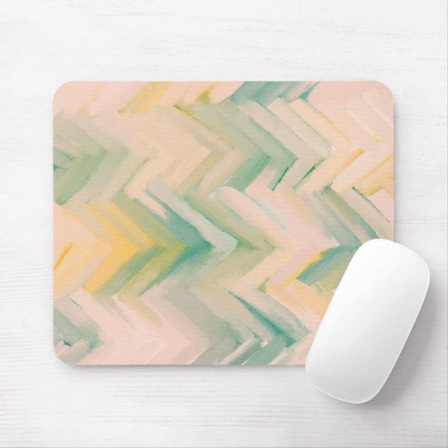 Pink green chevron. Modern abstract geometric line Mouse Mat (With Mouse)