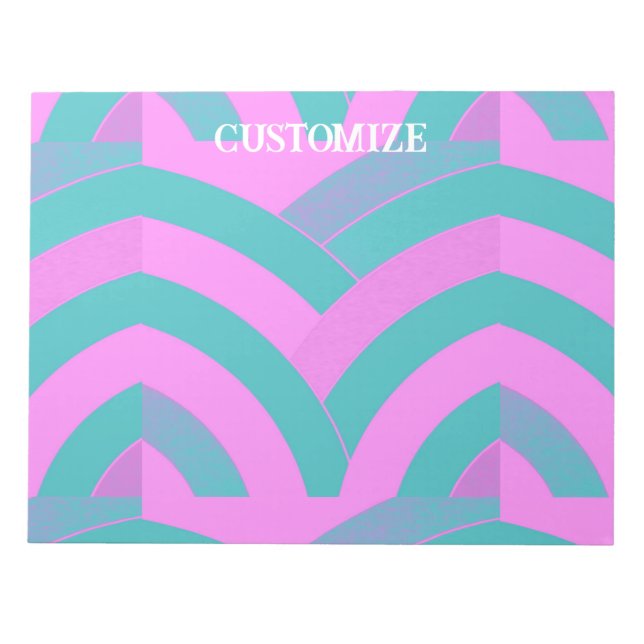 pink/green chic modern curved chevrons notepad (Front)