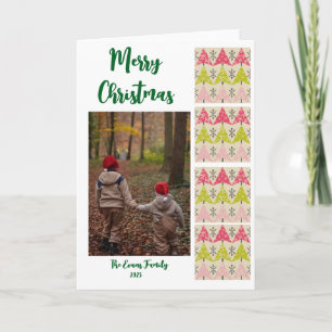 Pink & green Christmas trees. Card