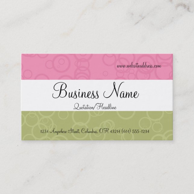 Pink & Green Circles Business Cards (Front)