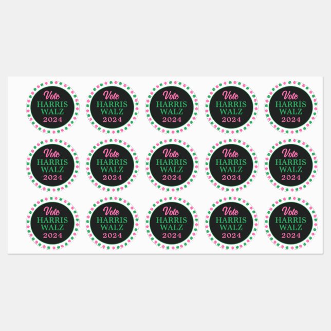 Pink Green Clover 2024 Vote Harris Walz  (Sheet)