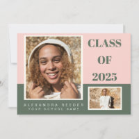Pink Green Colour Block 2 Photo 2022 Graduation