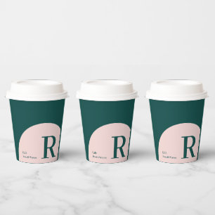 Pink & Green   Colour Block Business Custom Coffee Paper Cups