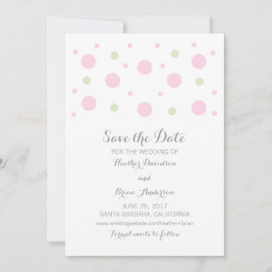 Pink Green Confetti Save the Date Invite