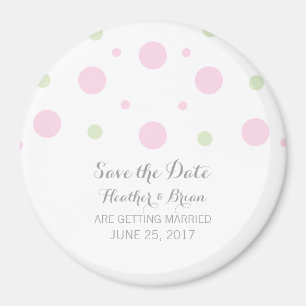 Pink Green Confetti Save the Date Magnet