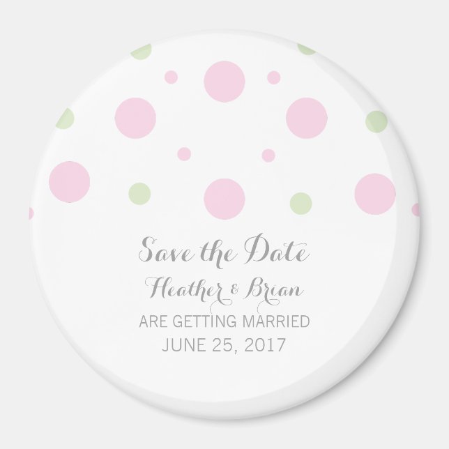 Pink Green Confetti Save the Date Magnet (Front)
