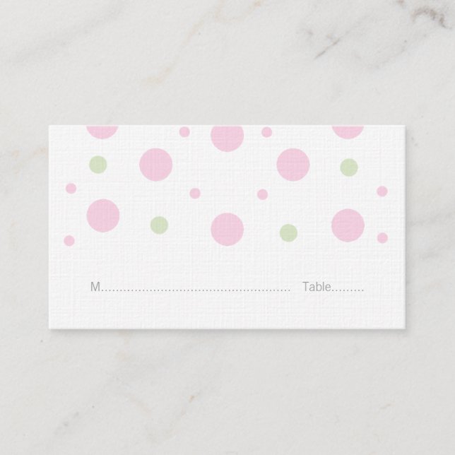 Pink Green Confetti Wedding Place Cards (Front)