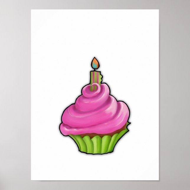 Pink & Green Cupcake Poster (Front)