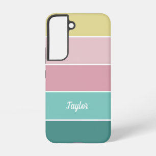 pink green Custom Summer Color Block Stripes Samsung Galaxy Case