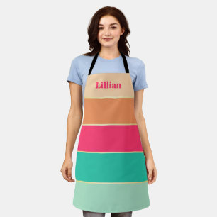 Pink Green Custom Summer Colour Block Stripes Apron