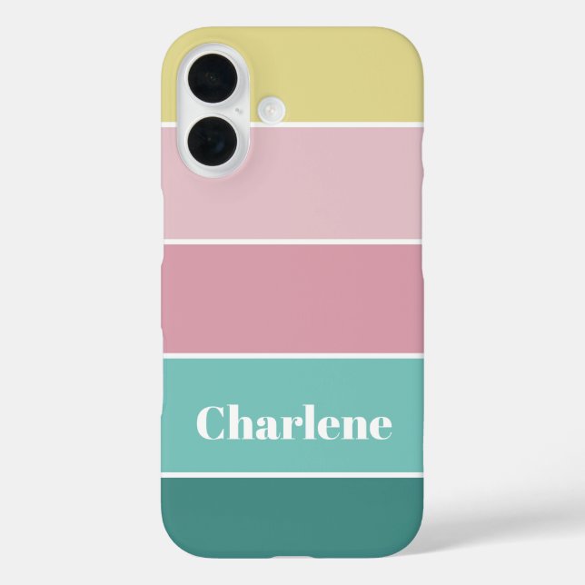 pink green Custom Summer  Colour Block Stripes Case-Mate iPhone Case (Back)