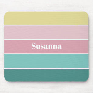 Pink Green Custom Summer Colour Block Stripes Mouse Mat