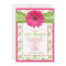 Pink Green Daisy Damask First Communion Invitation